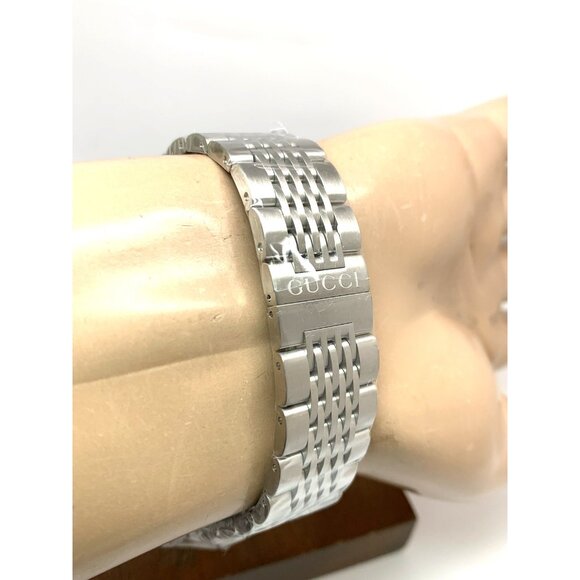 Gucci Men's Watch YA126201 G-Timeless Swiss Quartz Black Dial Silver Steel 44mm - Picture 11 of 15